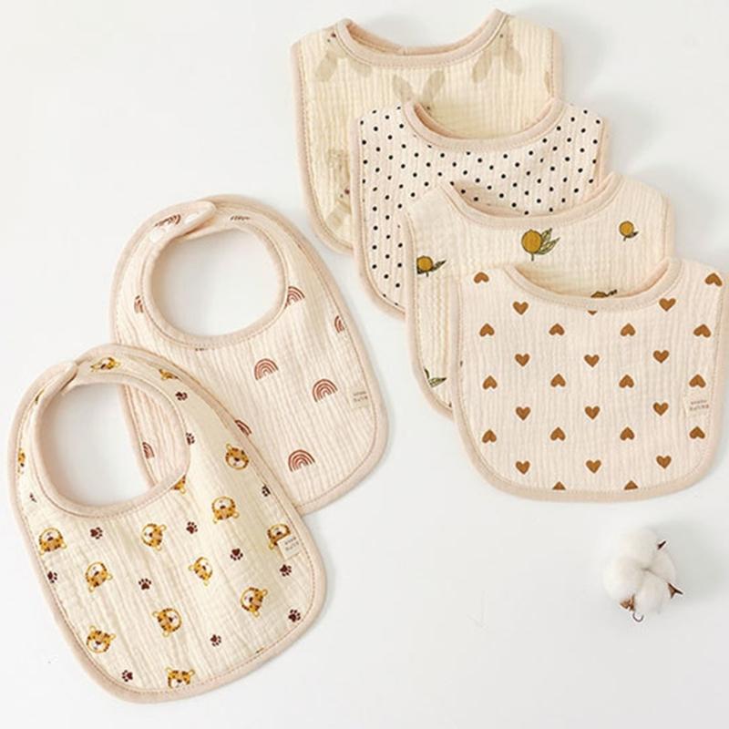 Soft & Absorbent Cotton Baby Drool Bibs 4 Layers Newborn Bibs Rabbit Lemon Pattern Baby Burp Cloth Suitable for Newborns