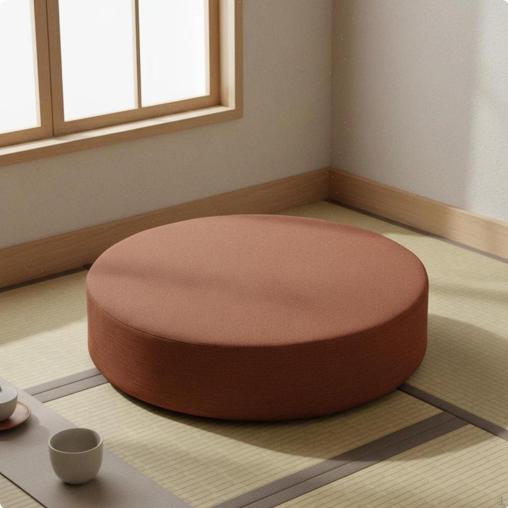Japanese Tatami Cushion Removable Washable Cover Round Meditation Breathable Linen Textile