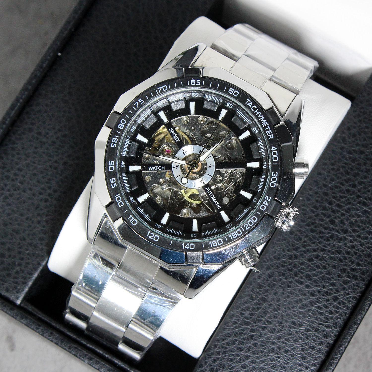 

Mechanical Watch Fully Hollow Men S Automatic Mechanical Watch Men S Automatic Mechanical Watch Steel Belt чорний