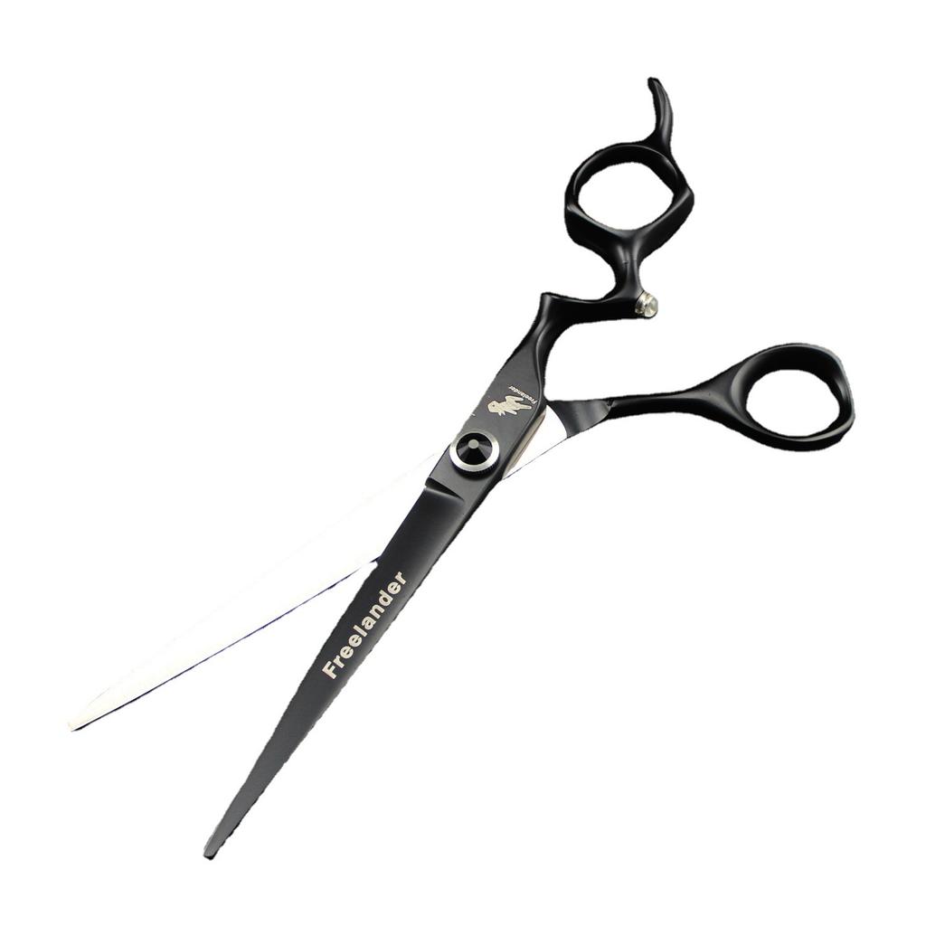 7.0 Inch Black Paint, Curved Handle, Hair Scissors, Pet Scissors, Dense Tooth Scissors