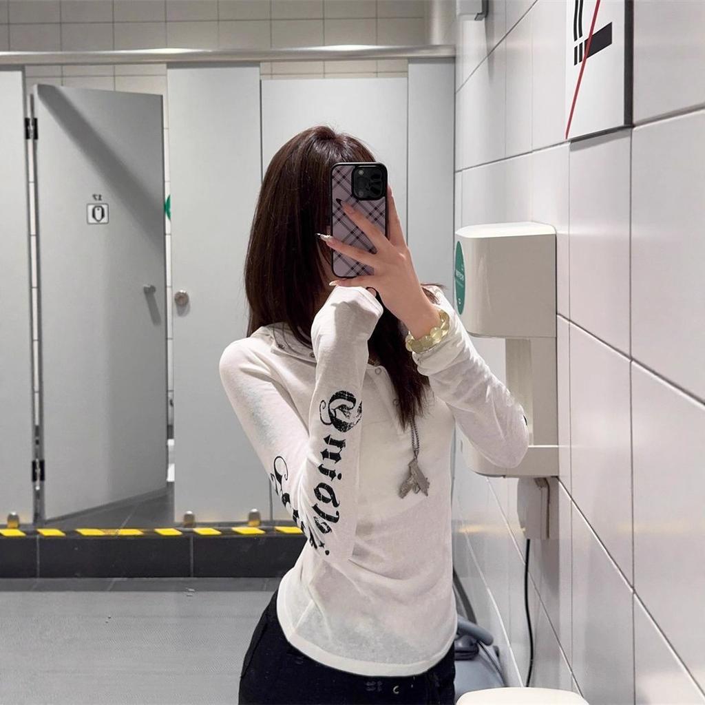YK Spice Girls Sunscreen Blouse Women's Summer American Long Sleeve Hooded Long Sleeve T-Shirt Subculture Slim Skinny Top Trend