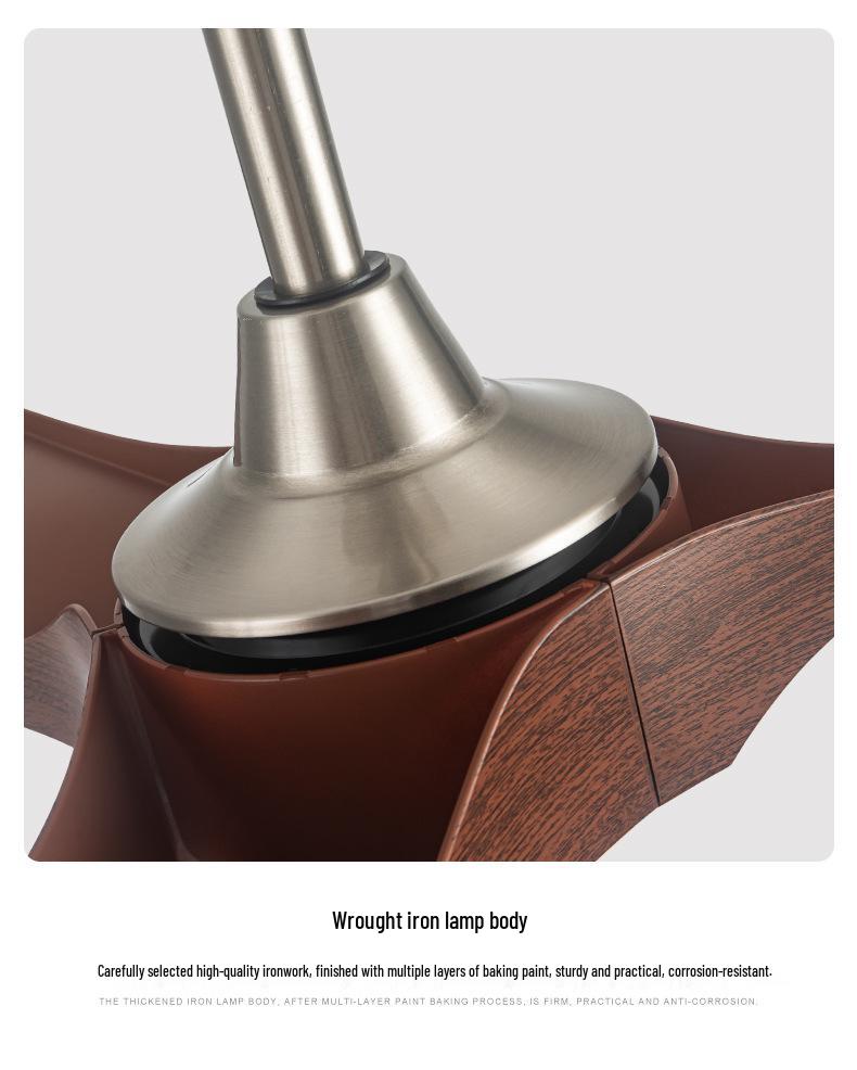 Nordic Silent Ceiling Fan Light with Wood Grain for Coffee Shop or Restaurant Decor