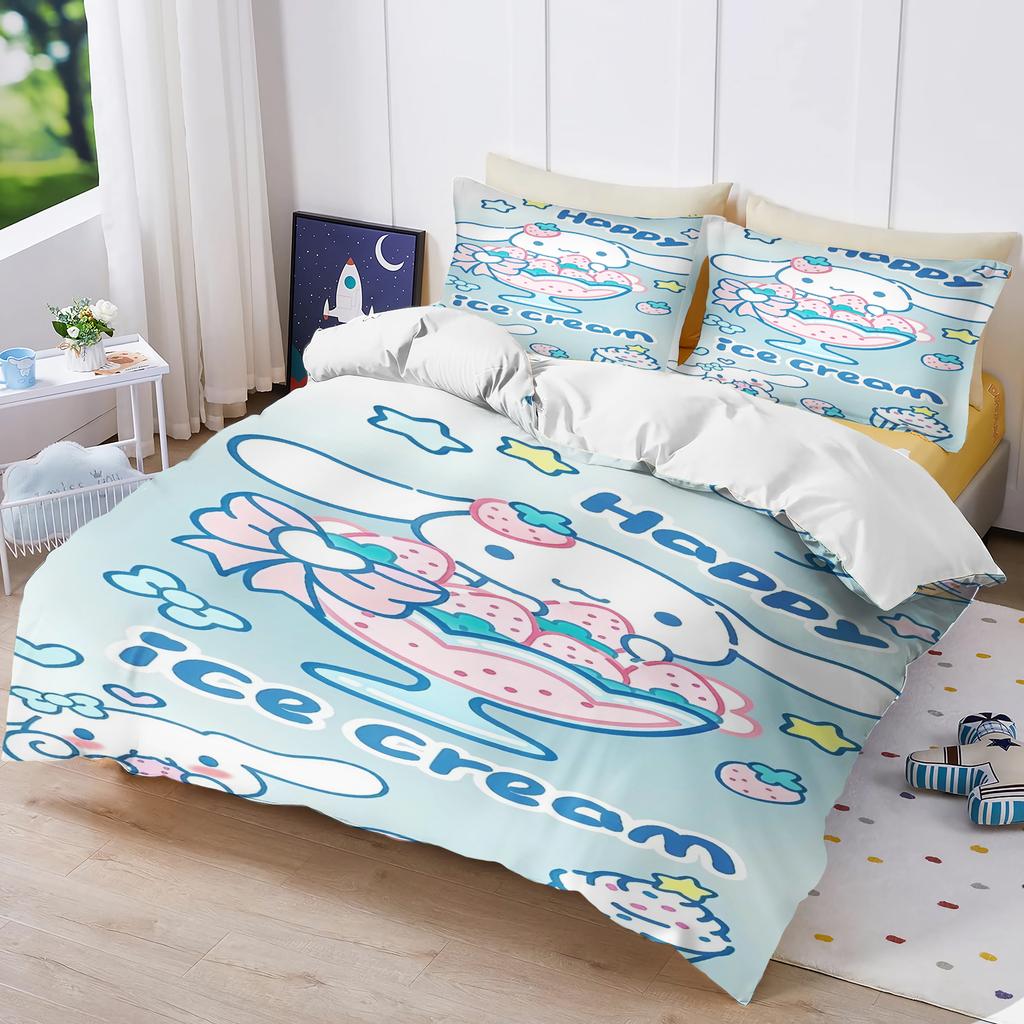 Sanrio Series Kuromi Duvet Bedding Set for Children King Size Luxury Cover 100% Polyester 3-Piece Christmas Gifts Home Decor