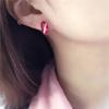 Purple Gold Diamond Coffee Oval Earrings Femininity Rose Gold Plated Color Gold Earrings