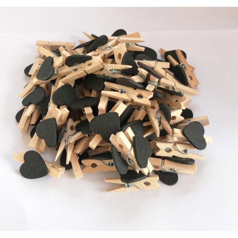 30/50pcs 3cm Mini Photo Clip Colorful Heart-Shaped Small Wooden Clip Creative Clip Photo Home Decoration Cartoon Handicraft