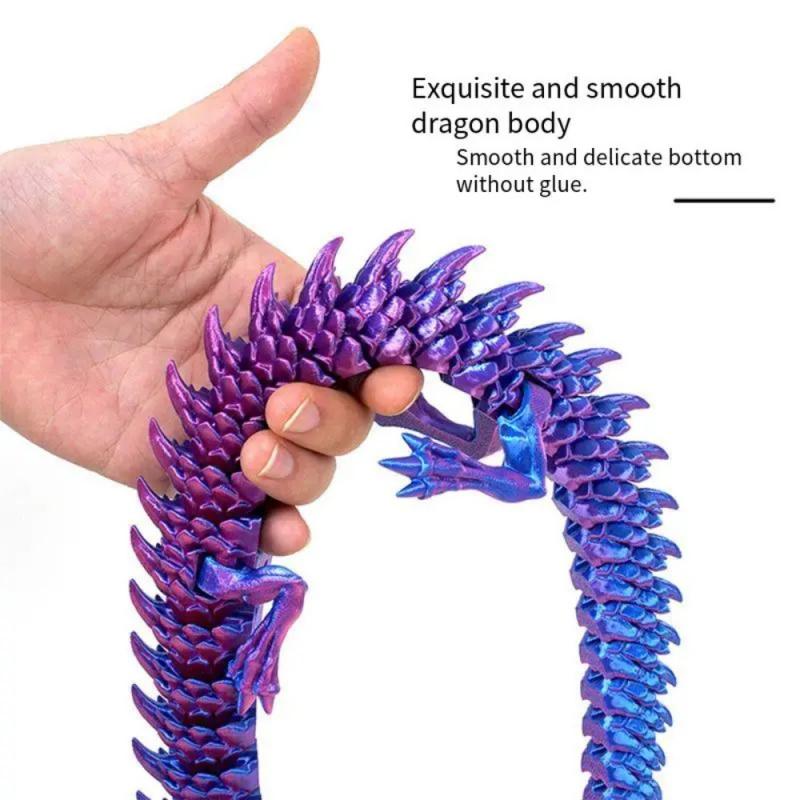 3D-Printed Twin-Dragon Ornament (22 Cm) - Articulated Cartoon Dragon-Shaped Plant Toy & Aquarium Landscape Decoration