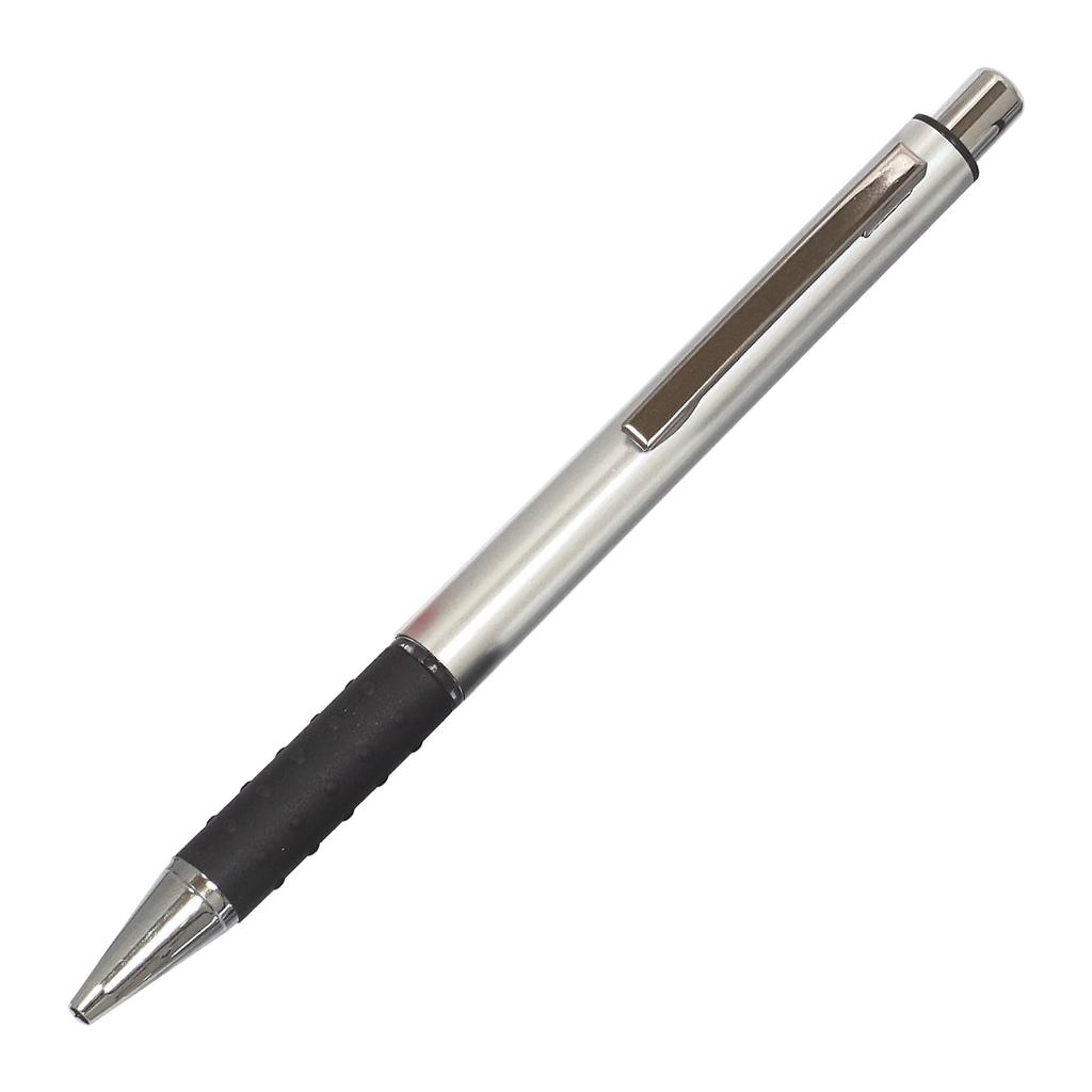 Moss Green Grained Leather Pen Case with a Silver Metal Touch Bar and a Silver Metal & Pitch Grip Ballpoint Pen (SASM-ALST-WZS2062BP)