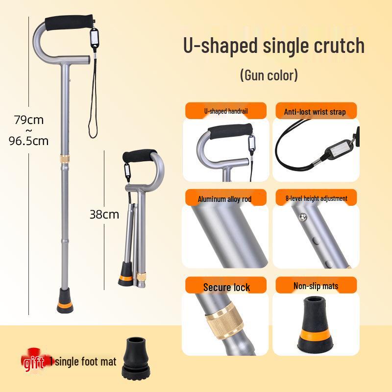 Adjustable Foldable Aluminum Cane with Anti-slip Design for Seniors and Disabled