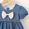 Mädchen Jeans Kurzarm Kleid Alter 1-5 Jahre Lässig Baumwolle A-Linie Sommerkleid Für Kinder