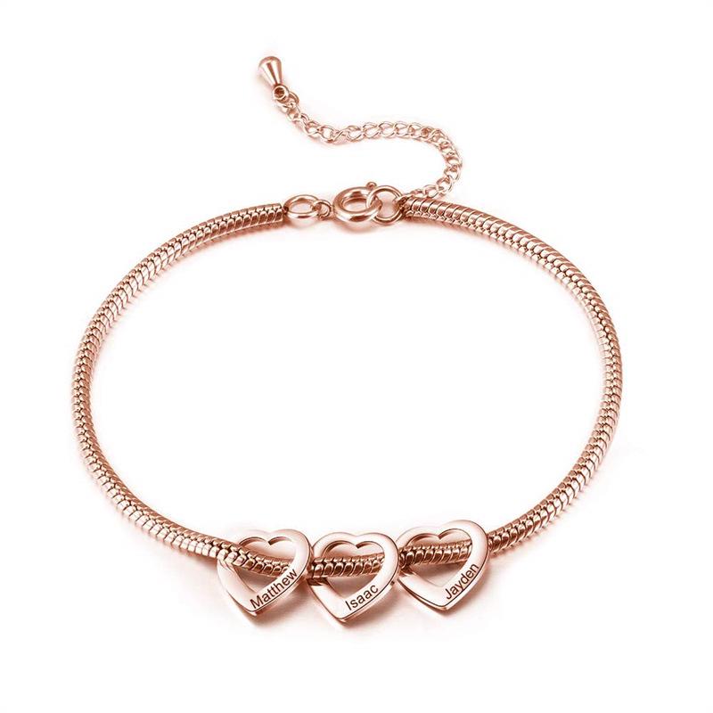Women's Personalized Stainless Steel Heart Anklet Bracelet