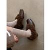 Winter Fluffy Shoes Women's Inner Height Increase Versatile Square Head Plush Warm Single Shoes Women