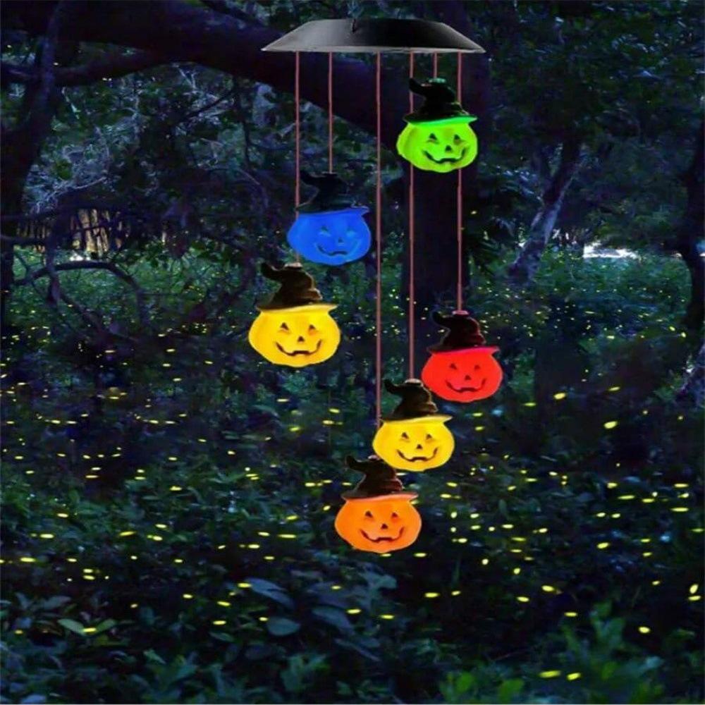 Halloween Solar Pumpkin Wind Chime: Seven-Color Changing Garden Light Decor
