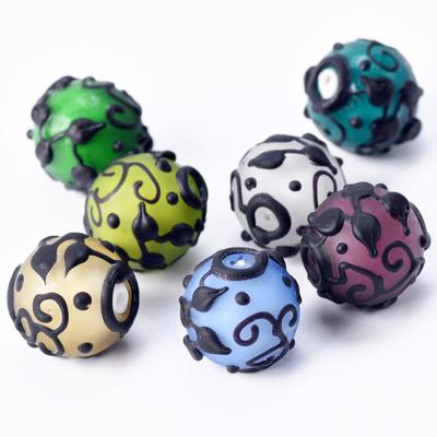 5 Stück Große Runde 18mm Matte Lampwork Glas Lose Perlen Für DIY Handwerk Schmuckherstellungszubehör
