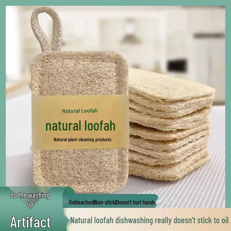 Natural Loofah Dish Brush & Pot Scrubber for Non-Stick Surfaces