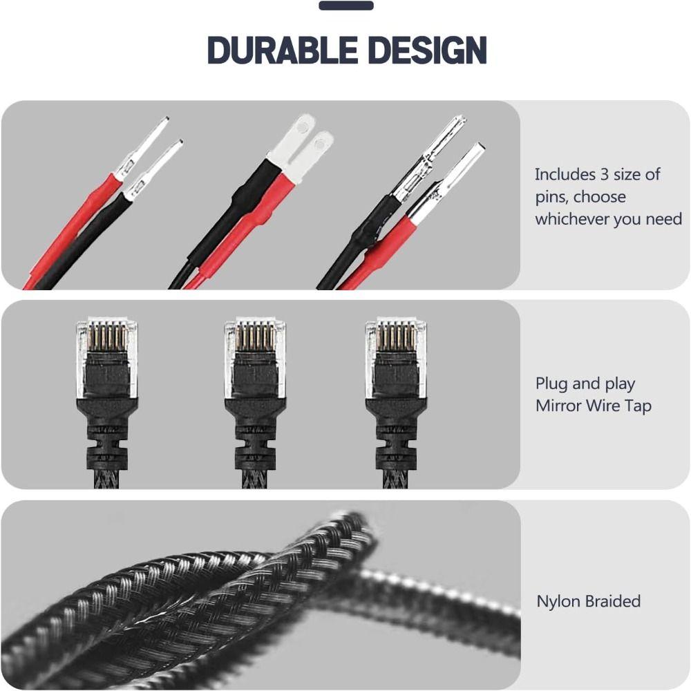 Braided Detector Hardwire Kit RJ11 Connector Detector Tap Cord Car Accessories