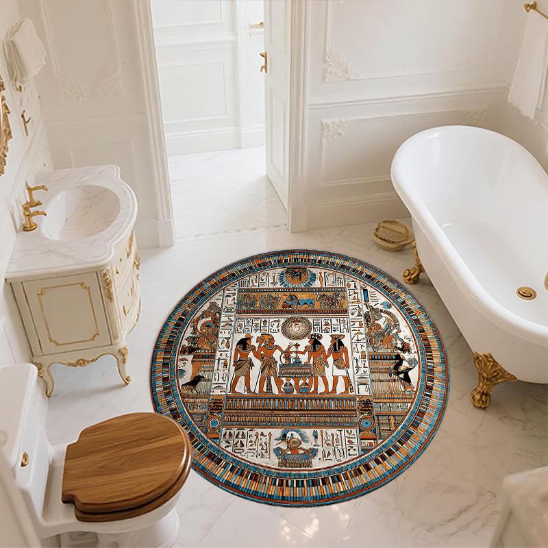 Ancient Egyptian Totem  Round Area Rug,Carpet Rug for Living Room Bedroom Sofa Playroom Decor,Non-slip Floor Mat