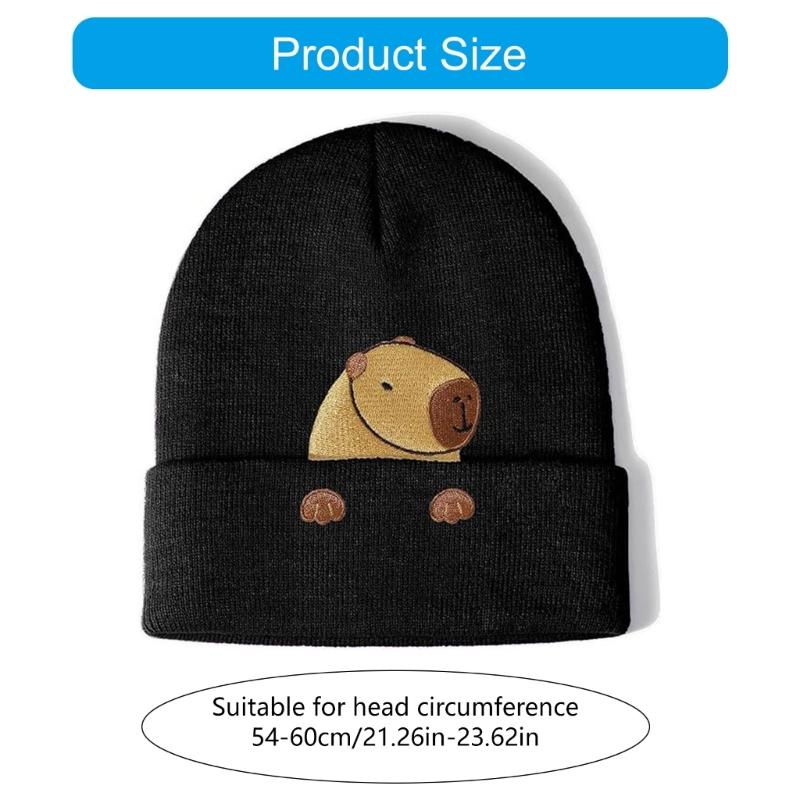 Cute Capybara Embroidered Beanies Soft Stretchy Acrylic Hat Unisex Design For Family Friendly Activities And Travel