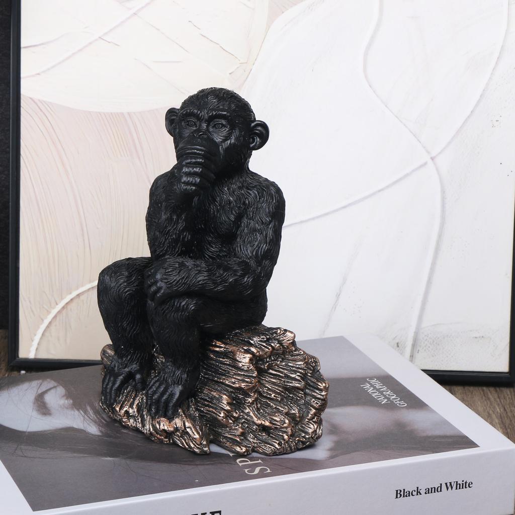 1 Stück Harzfiguren, Denker Schimpansen Abstraktes Ornament, Skulptur für Heim-, Büro-, Bücherregal-, Schreibtischdeko
