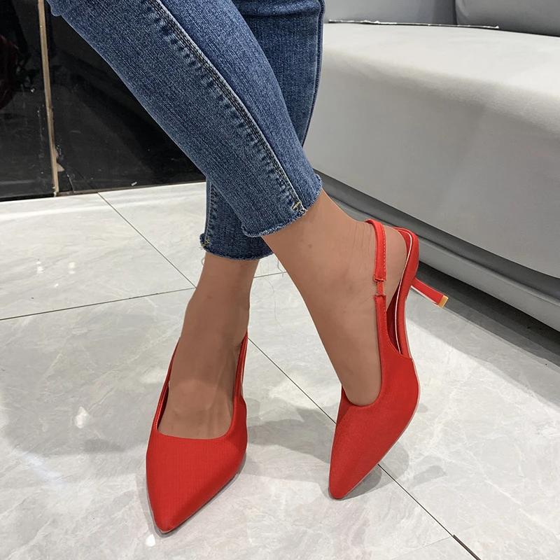 Fashion Shoes for Women Slip-on Women's High Heels Summer Solid  Office and Career Fashion Pointed Toe Heels WomenZapatos Mujer