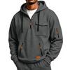 Sudadera con capucha y cremallera de manga larga informal para hombre con múltiples bolsillos