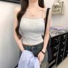#Summer New Versatile Slim Lace Button Design Integrated with Chest Pad Comfortable Solid Color Thin