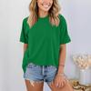 Women Fashionable Short Sleeve Soild Casual Basic  Pullover T-shirt Top