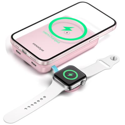 Innostyle Powerduo 2In1 Fast Induction Powerbank For Magsafe Watch 10000Mah Pink