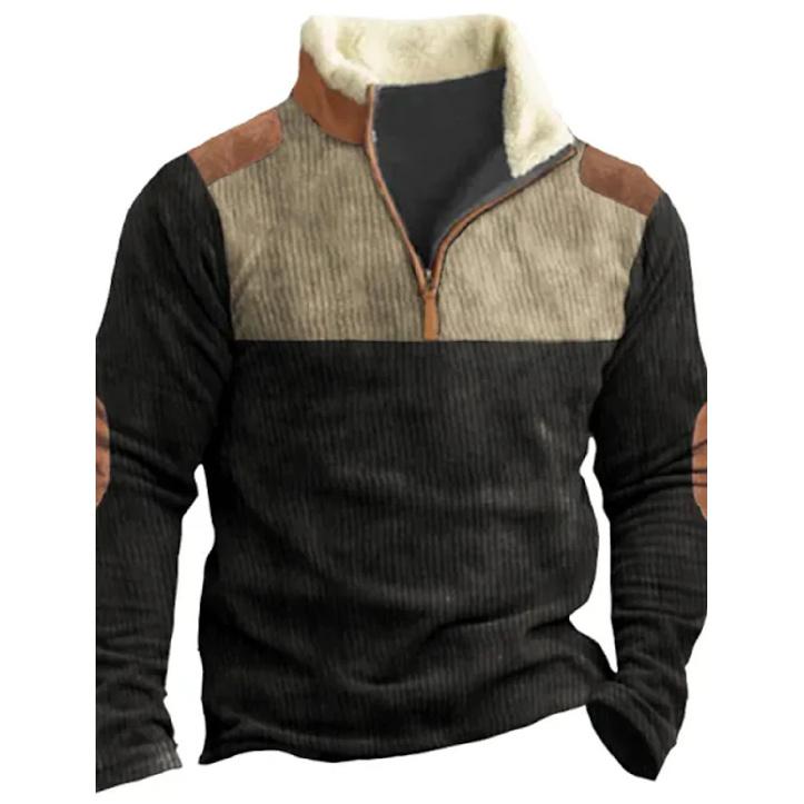 Autumn and Winter New Men's Long Sleeve Tops Corduroy Oversized Loose Casual Polo Sweatshirts