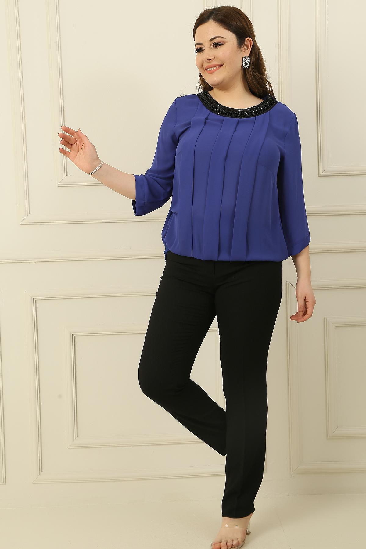 

Креповые брюки больших размеров с ложными карманами 3XL чёрный