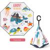Umbrella, Reverse Umbrella, Double-Layer Hands-Free Long-Handled Children's Umbrella, Cute Cartoon Umbrella for Primary School Students, Rain or