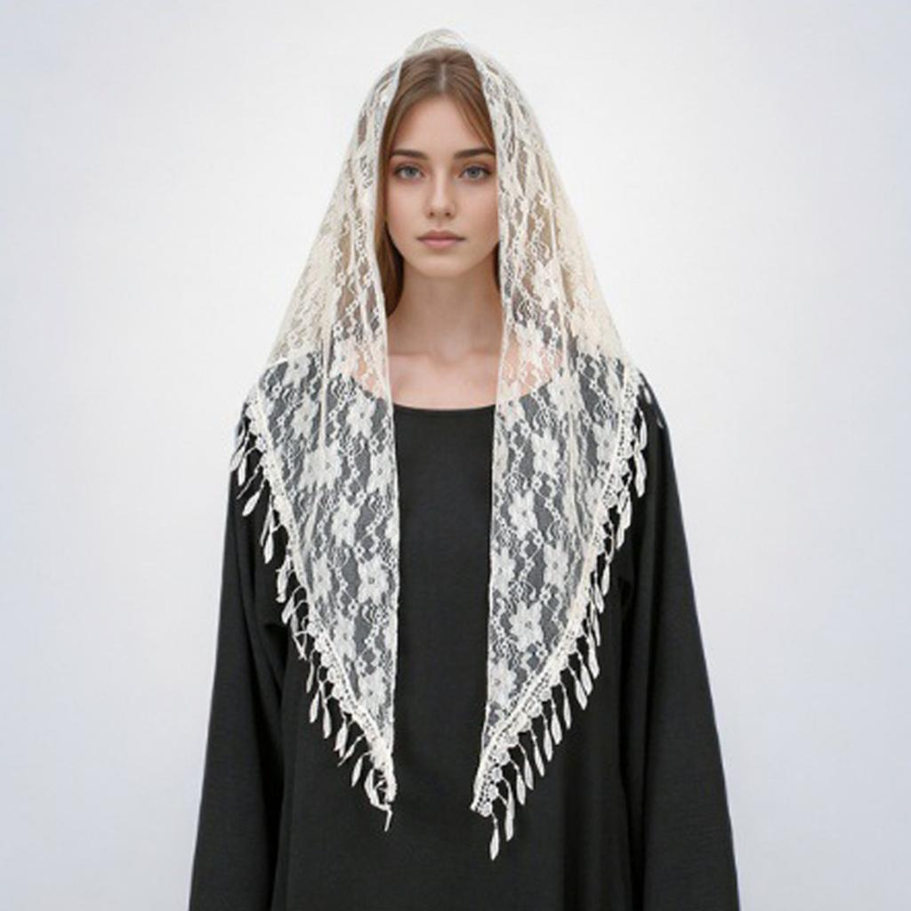 Elegant Lace Shoulder Wrap Triangular Scarf With Tassels And Flower Pattern For Women Great For Weddings And Travel