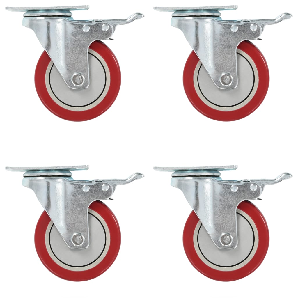 Vidaxl Swivel Castors with Double Brakes, 4 Pcs, 100 Mm