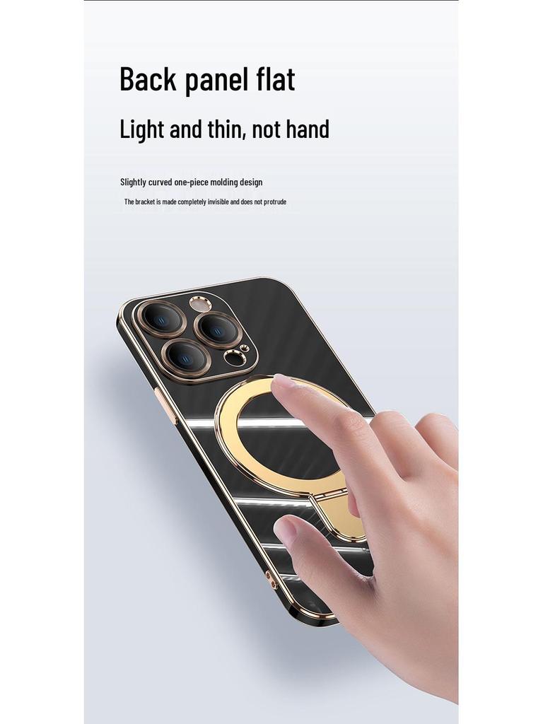 iPhone 17 Pivot Magnetic Case: Electroplated Solid Color, Full Coverage Anti-Fall Protective Case for Apple 16E/15 Pro.