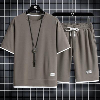 Zomer heren tweedelige set heren casual T-shirt + shorts heren sportpak mode trainingspak met korte mouwen
