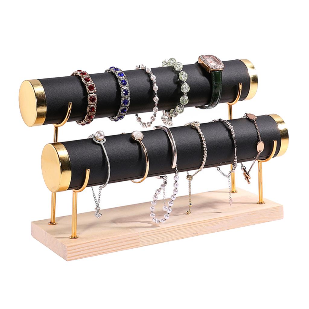 Detachable Tiered Jewelry Rack Wood Base Stand for Showcasing Bracelets and Bangles Wrist Accessories Storage Organizer