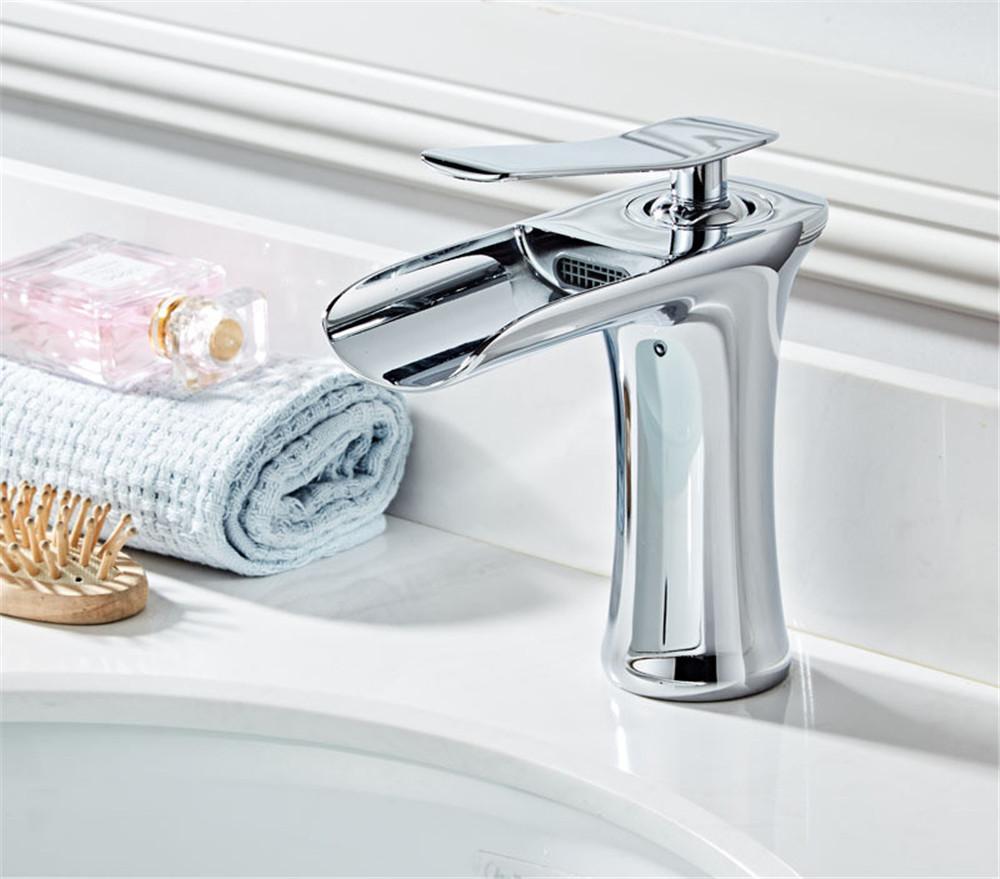 

Antique Bathroom Faucet Gray Basin Faucet Brass Hot & Cold Bathroom Sink Faucet Deck Mounted Lavotory Faucet Waterfall Tap