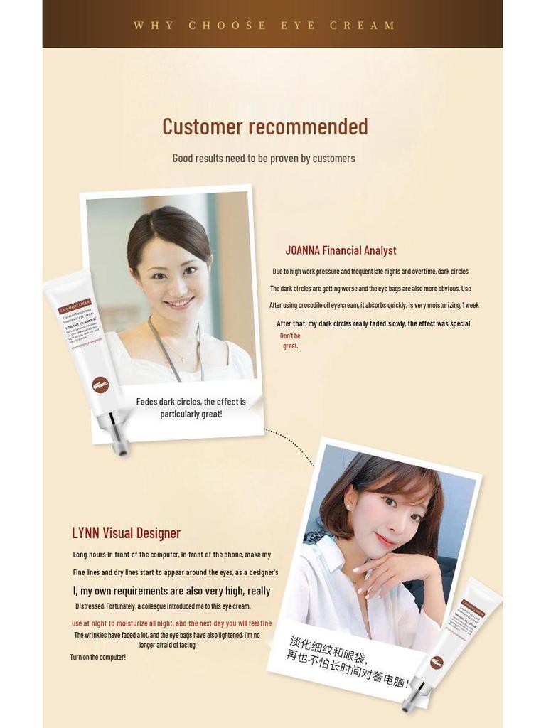 GlamourCayman Repair Eye Cream: Crocodile Eye Cream for Fine Lines, Moisturizing, Hydrating, and Repairing.