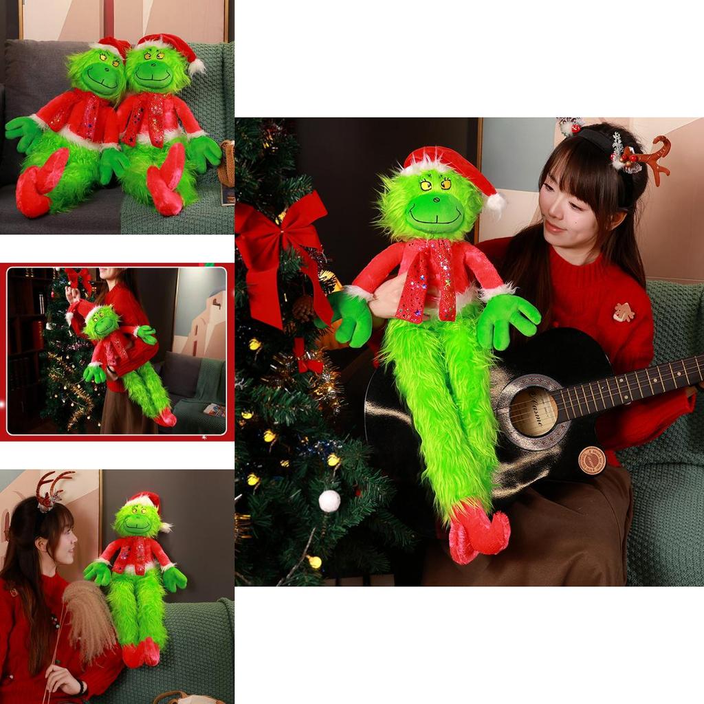 Adorable Plush Toy 80cm Soft Green Monster Doll Perfect Holiday Decoration