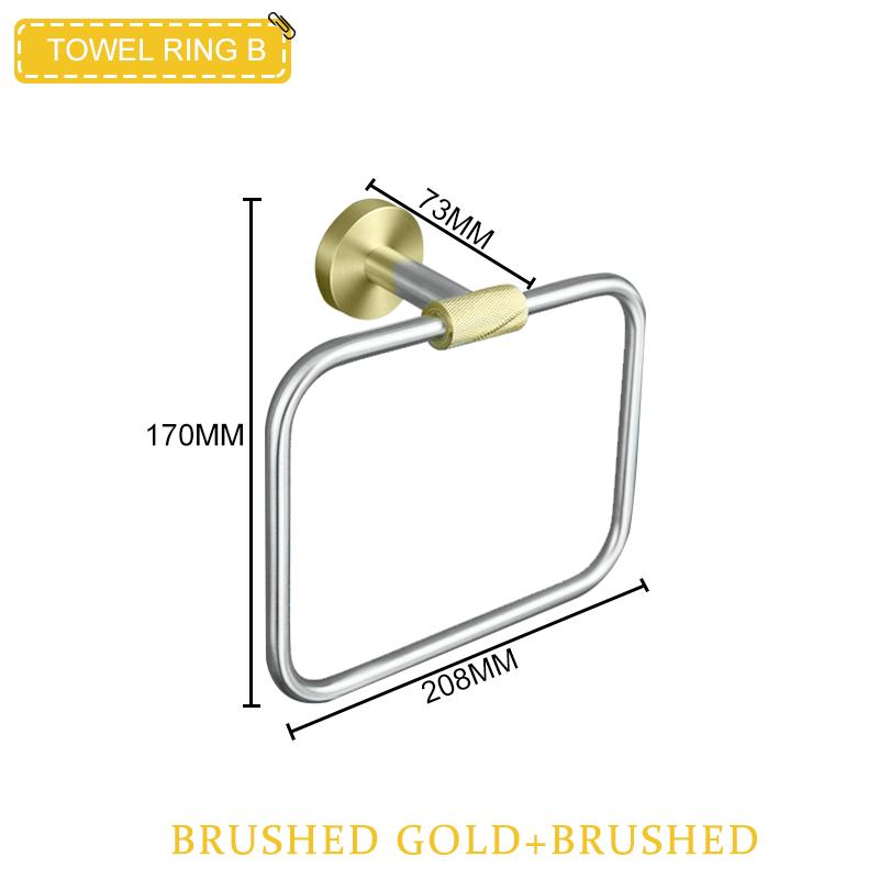 Brushed Gold & Brushed Bathroom Accessories Set Wall Mounted Clothes Hook Toilet Paper Holder Towel Bar Hardware Pendant