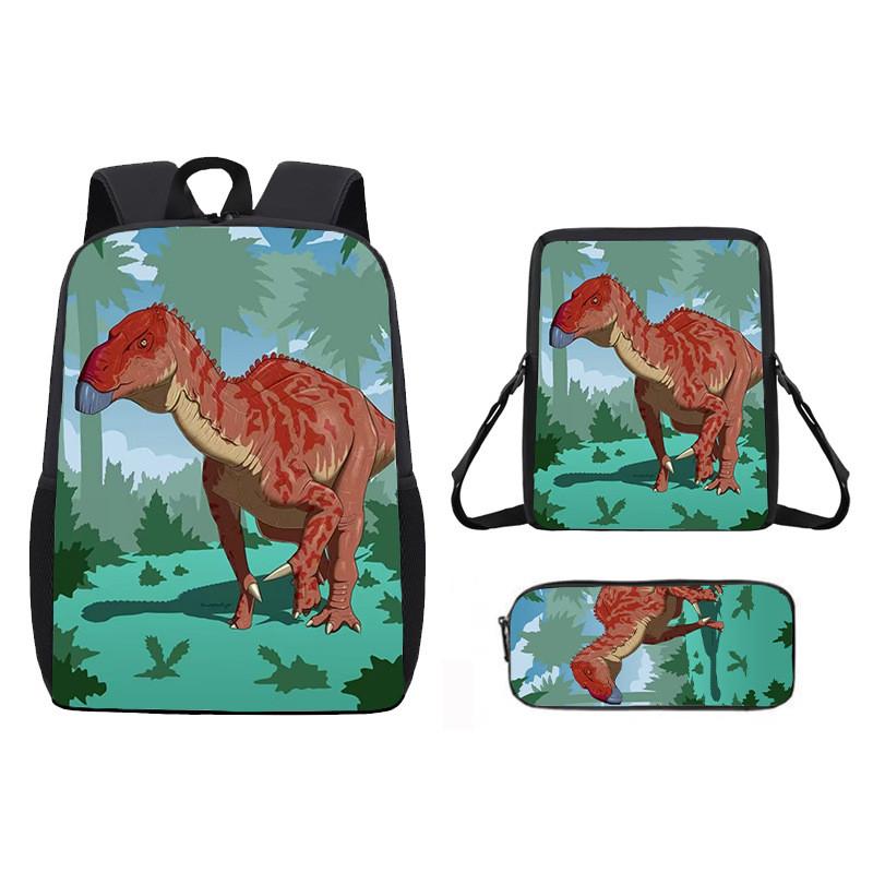 Dinosaur Print Animal Children School Backpack With Durable Material Oxford