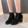High heel thick heel casual women's boots, muffin platform short boots, round head Martin short boots womn shos.