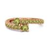 Peridot Twin Stone Pavé Bypass Ring - Sterling Silver Rose Gold Vermeil