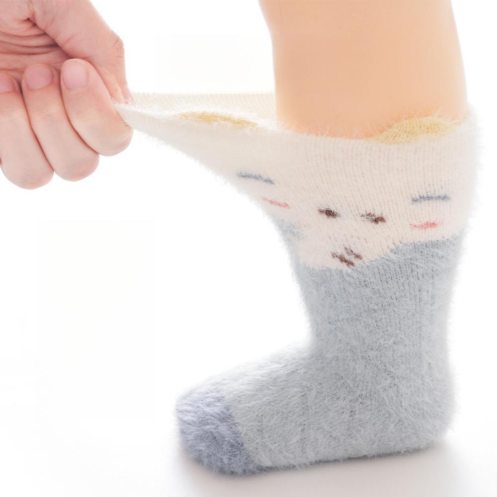 Children's Mid-Calf Socks Mink Velvet Warm Baby Socks Loose Mouth Non-Tightening Foot Seamless Glue Anti-Slip Floor Socks