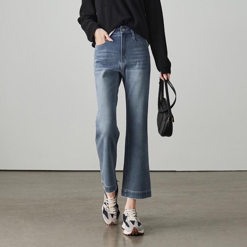 SOFSIL 2026 Spring Women s High-Waist Slim Cropped Flare Jeans 26/S