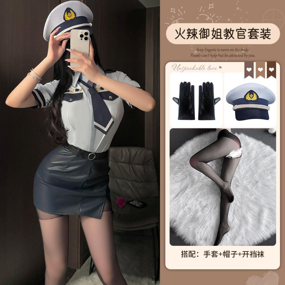 Xianyi Erotic Underwear Pure Desire To Wrap Buttocks Stewardess Uniform Large Size Seduction Policewoman Sexy Suit Nightclub Clothes 598