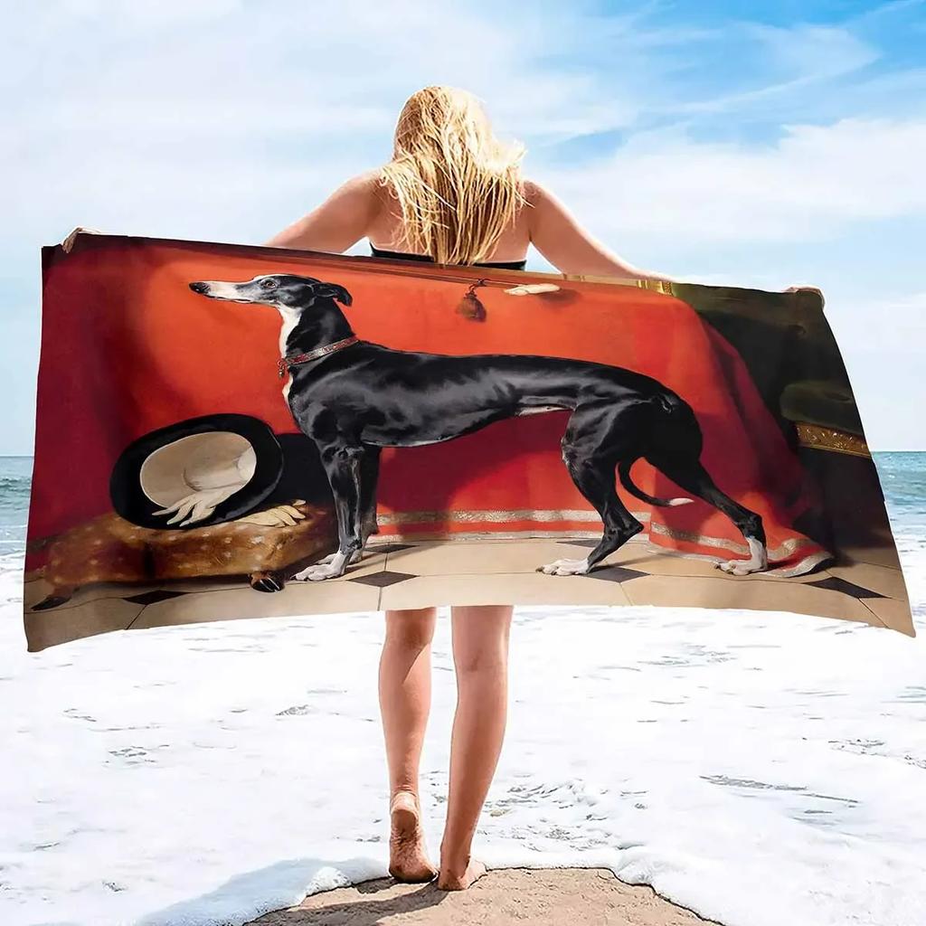 Microfiber Dog Print Beach Towel Blanket,Super Soft Plush Sand Proof Swimming Bath Pool Towel for Travel Camping Yoga Sport