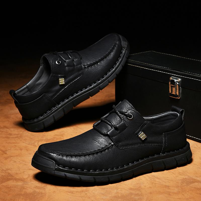 Fashion New Men Minimalist Leather Sneakers Lightweight Lace Up Casual Shoes Breathable Walking Shoes Leisure Walk Male Treking Footwear