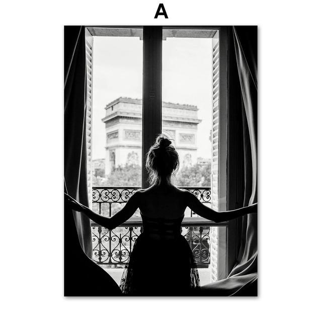 Nordic Posters Window Life Wall Art Canvas Painting Black White Girl Pineapple And Prints Wall Pictures For Living Room Decor