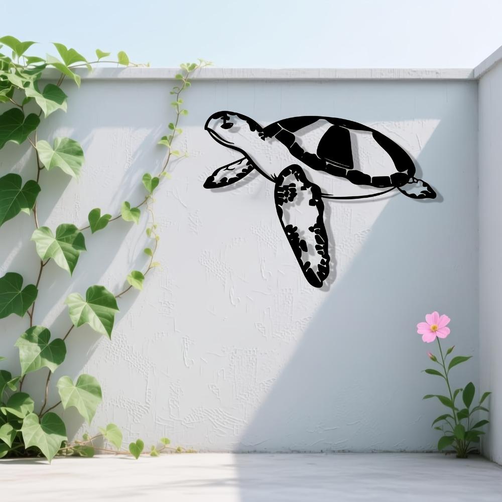 Coastal Sea Turtle Metal Wall Art Ocean Silhouette Decor Nautical Iron Sculpture for Living Room Bathroom Beach House Rust Proof Art Easy to Hang