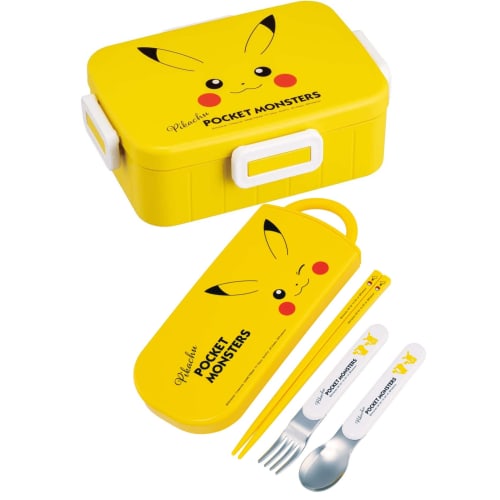 Skater Children's Lunch Box Trio Set Chopsticks Spoon Fork Kids Cutlery Antibacterial Treatment Easy To Open Sliding Type Made In Japan Pokemon Pikach